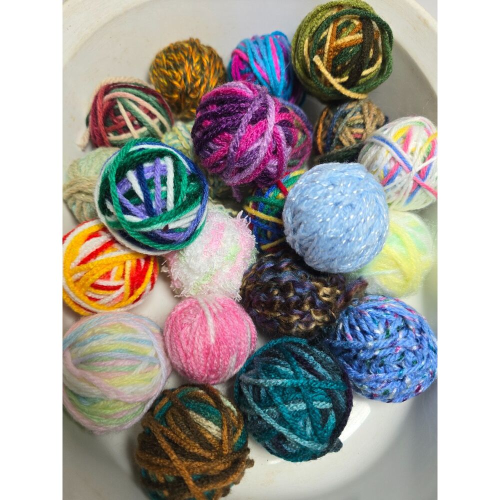 Variegated Yarn Ball Lot X 22 Assortment Colors Textures Acrylic Destash Sampler
